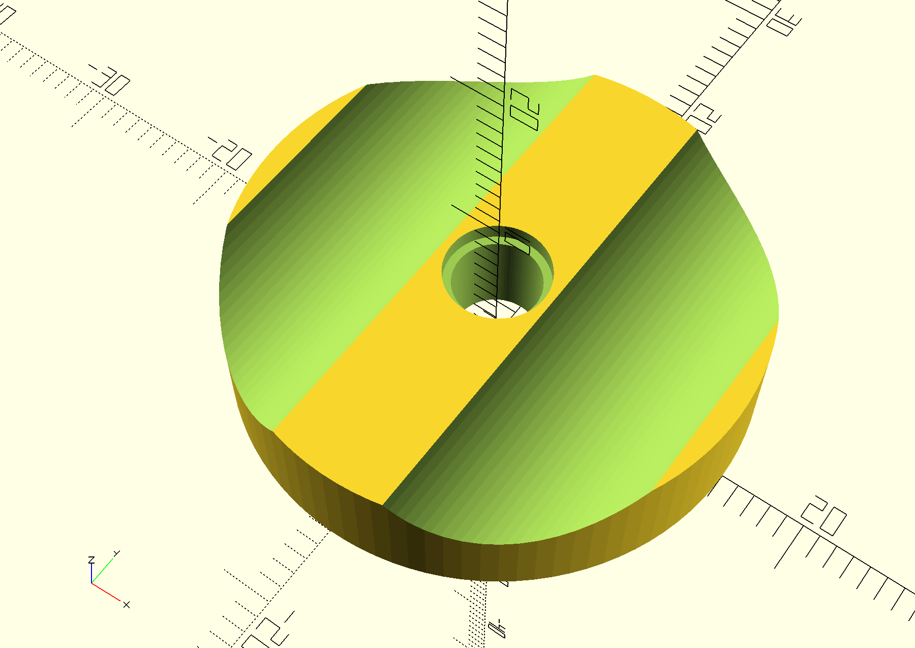 OpenSCAD rendering of polishing puck.